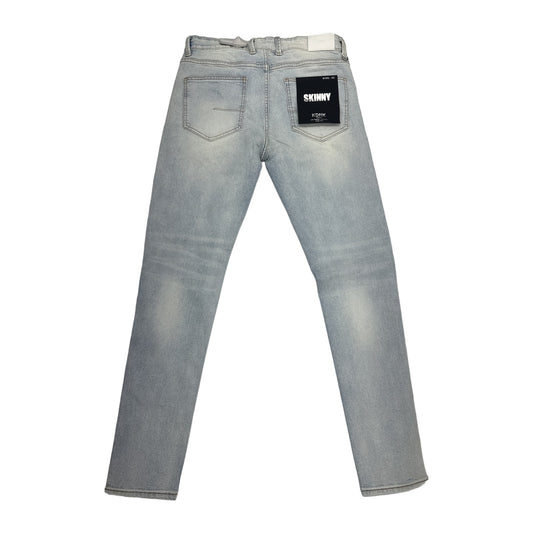 KDNK Rhinestone Skinny Jean — Light Blue Acid Wash