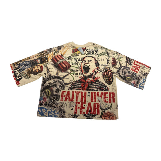 Concept LA "Faith Over Fear" Cropped Tee - Bone — view 2