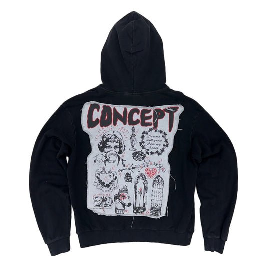 concept la flowers hoodie black wash