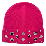 Rhinestone Cuffed Beanie — Hot Pink