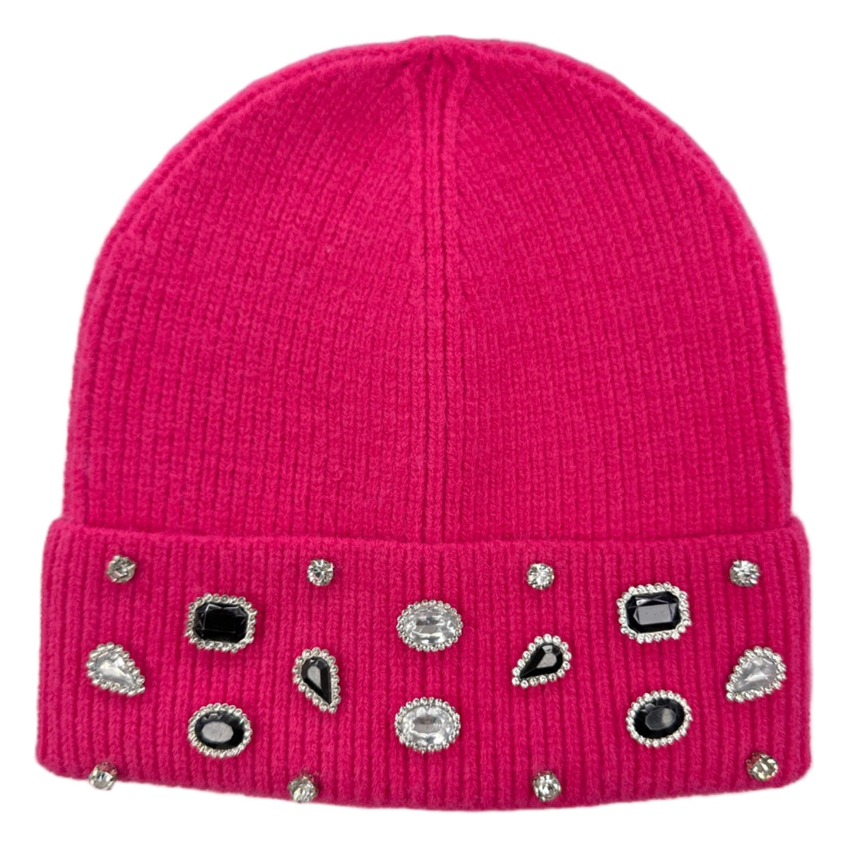 eak dark pink rhinestone beenie