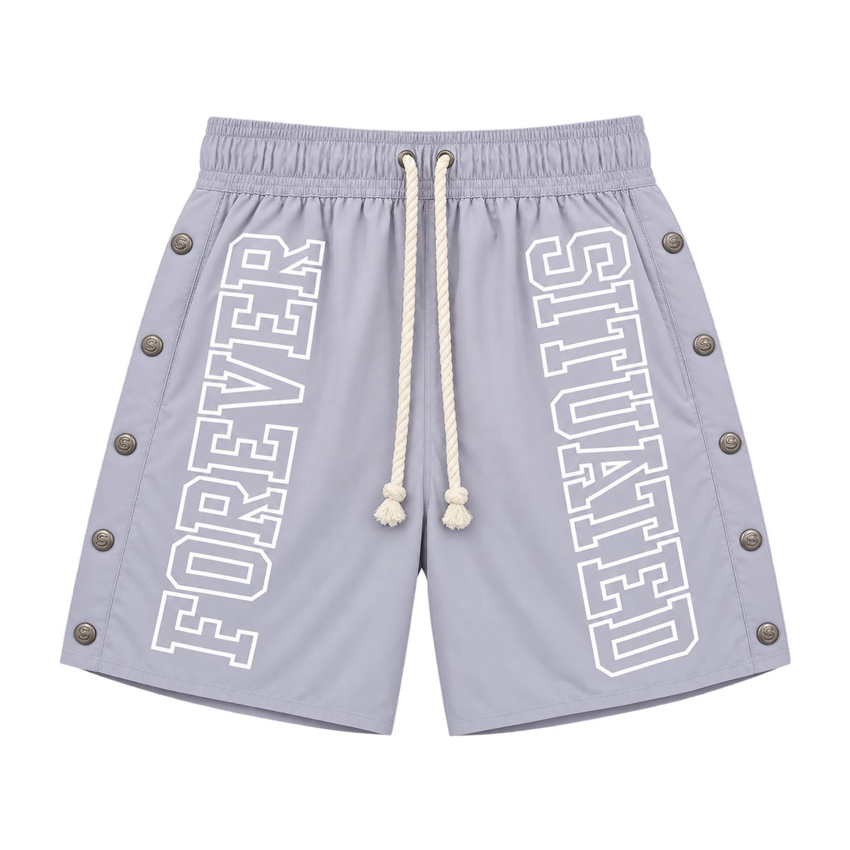 Forever Situated Nylon Track Short in grey