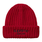 Supreme Classic Logo Chunky Ribbed Beanie — Red