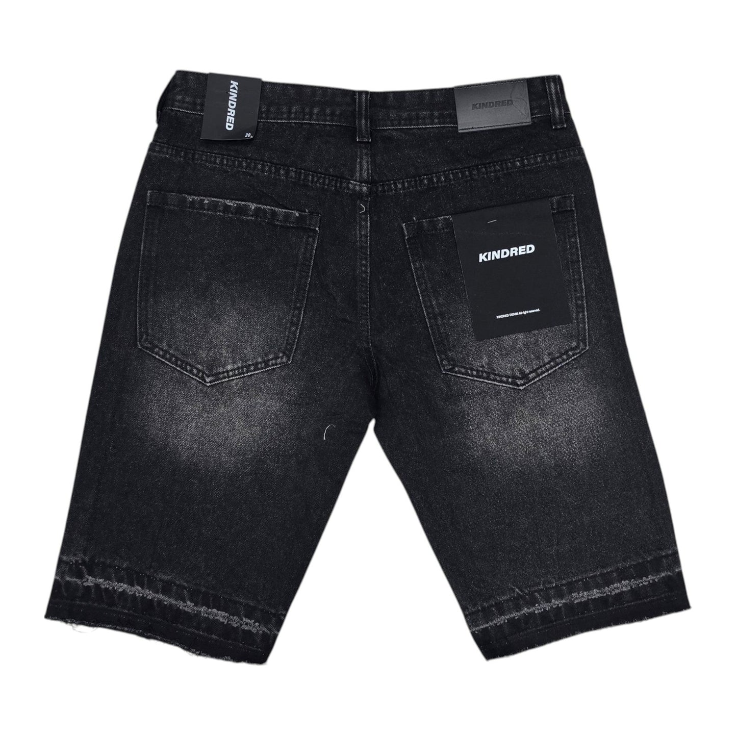 Kindred Rhinestone Cut-Off Denim Short — Black