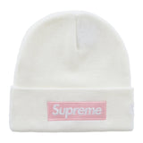 Supreme x New Era Box Logo Beanie — White/Pink