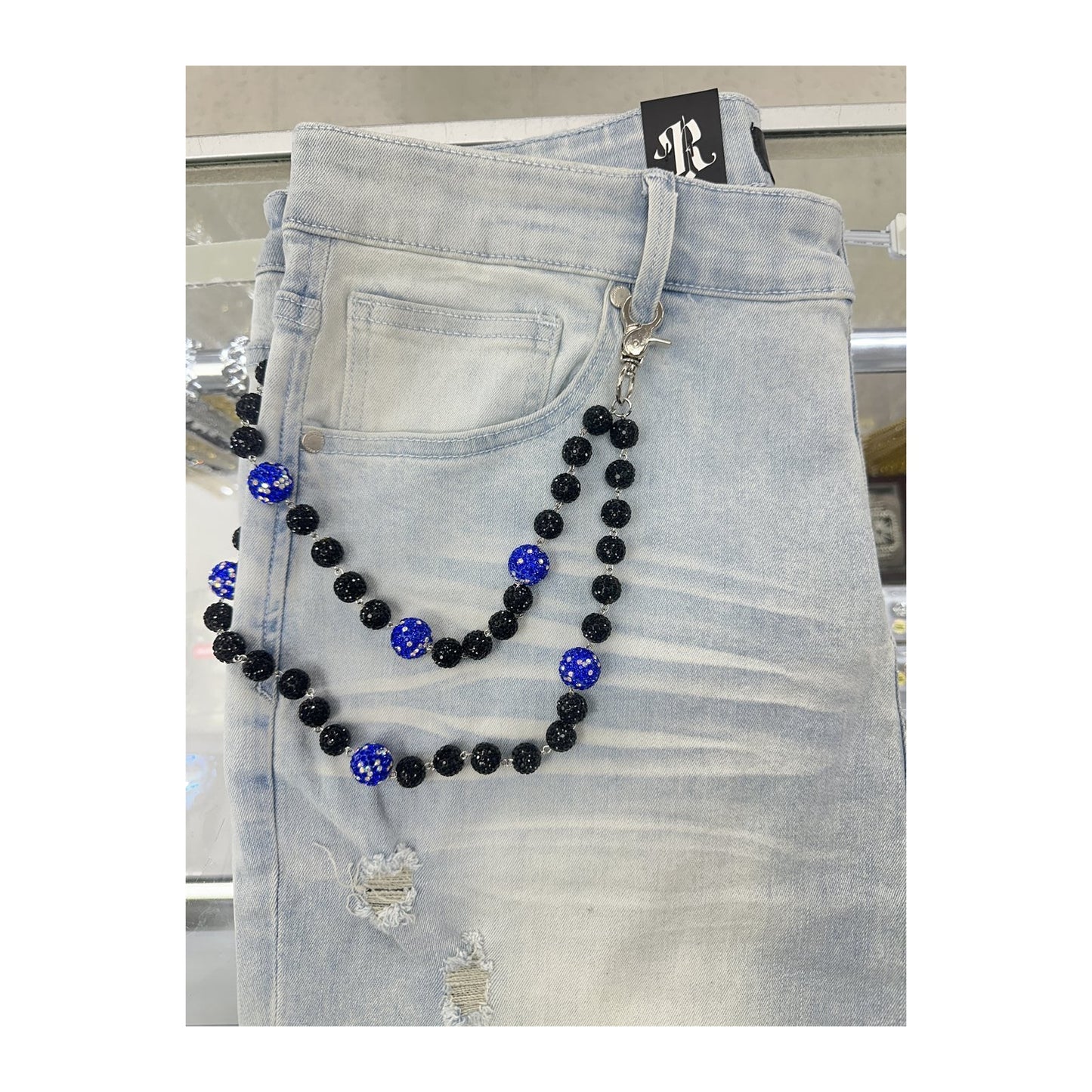 unbranded pants chain black blue white