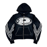 Prestige "P Logo" Zip-Up Hoodie — Black Wash