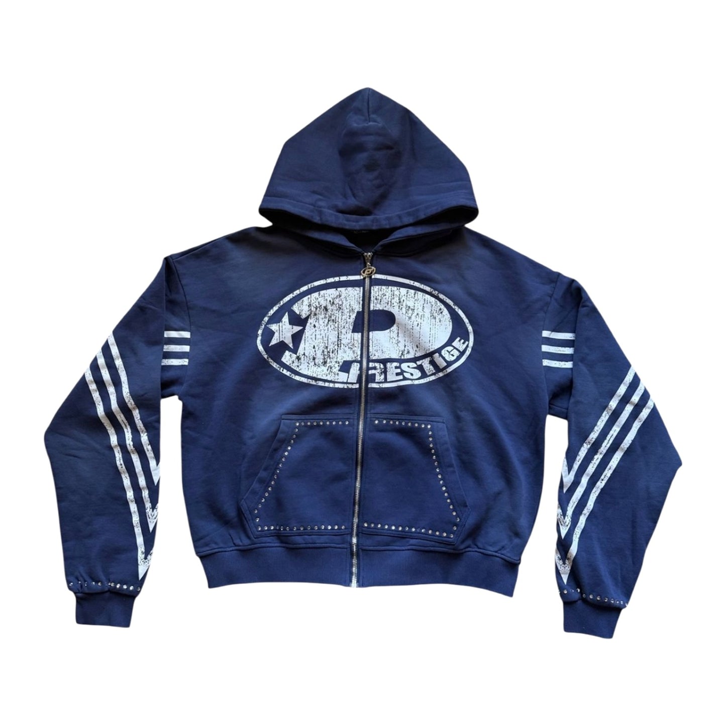 Prestige "Big P" Zip-Up Hoodie — Blue Wash