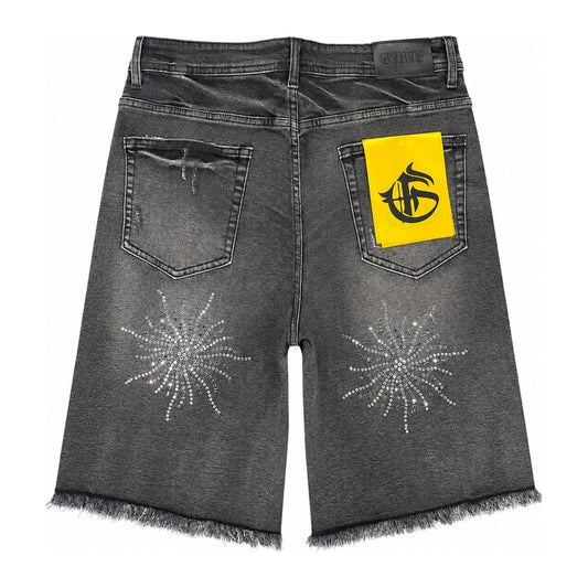 GFTD LA "Power Joey" Crystal Burst Jorts — Black