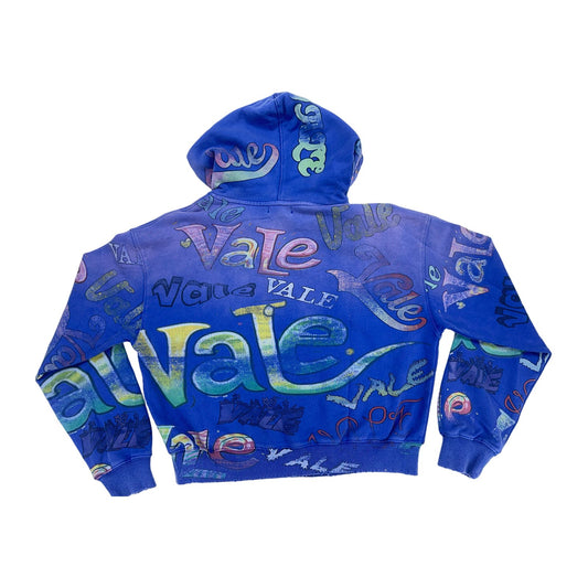 valley dreams blue multicolor zip up hoodie