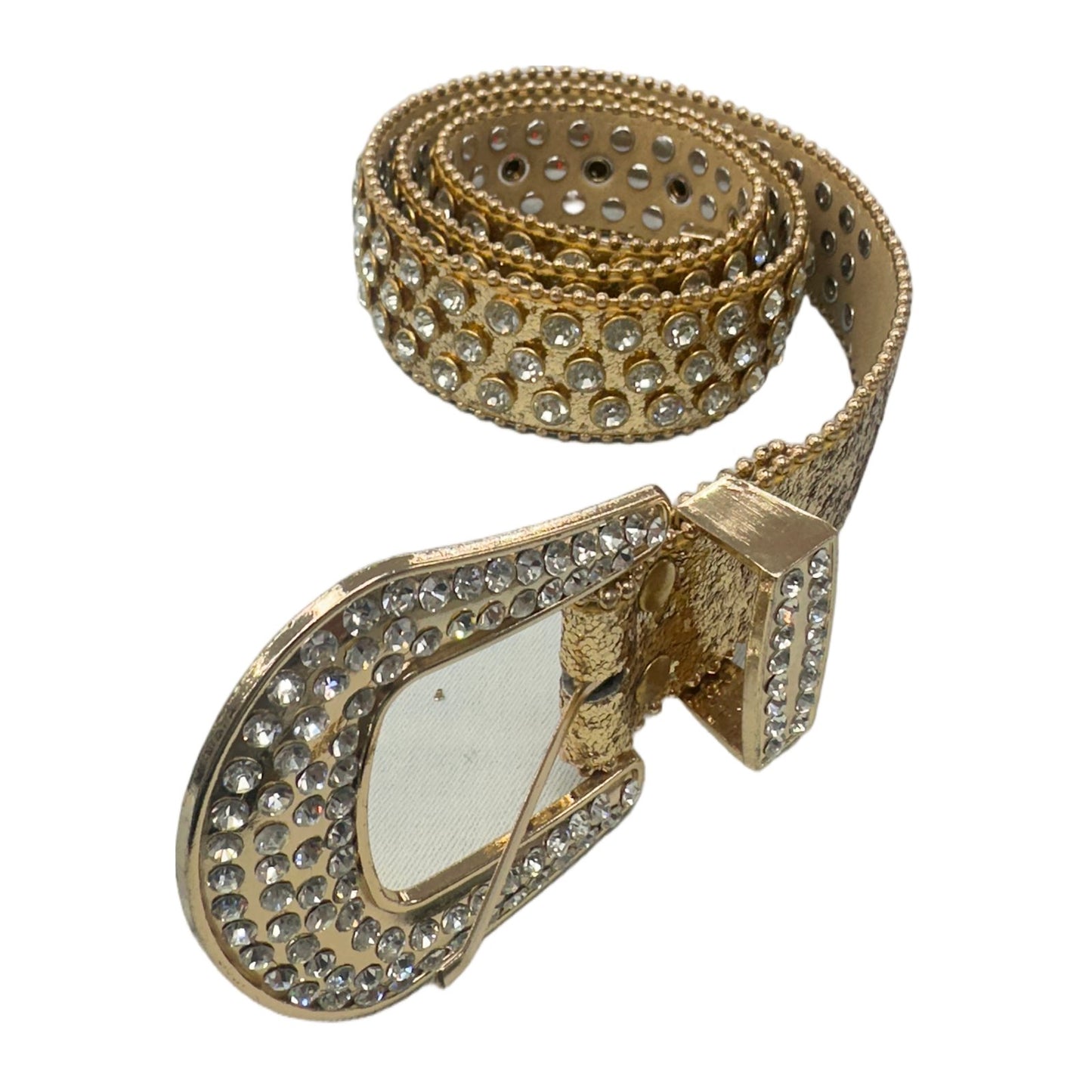 unbranded rhinestone belt gold white