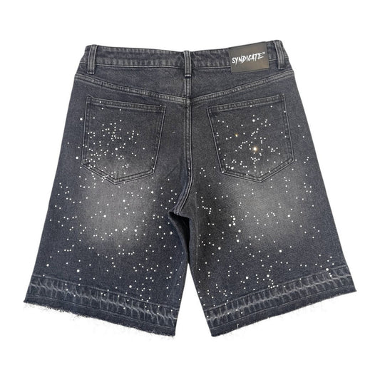 syndicate pearland rhinestone jorts black wash