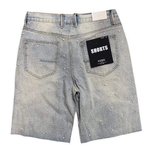 KDNK Blue Pearl Rhinestone Short — Light Blue — view 2