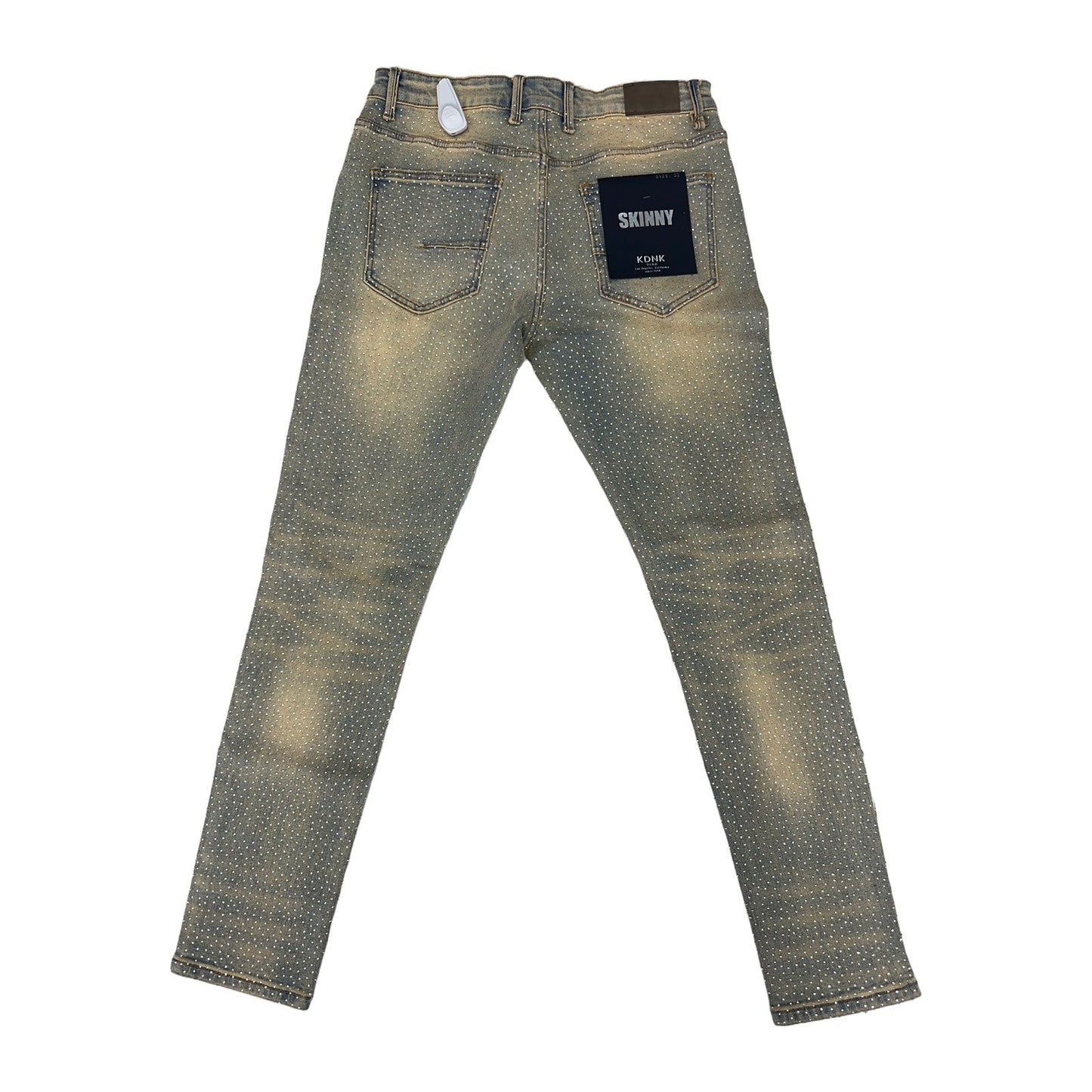 KDNK Rhinestone Skinny Jean — Tinted Blue