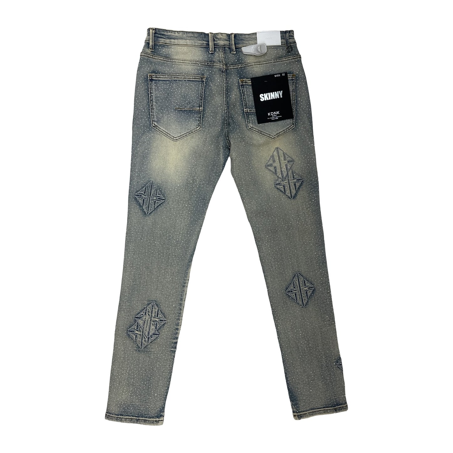 KDNK Sigil Rhinestone Skinny Jean — Blue