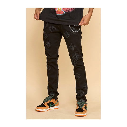 KDNK Diamond Rhinestone Skinny Jean — Black — view 2