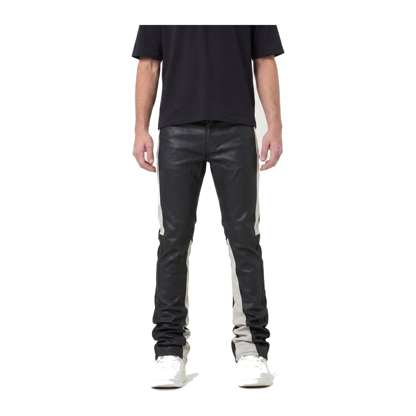 Waimea Stacked PU Coated Jean — Black/Grey