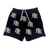 Mixed Emotion MF Rhinestone Shorts — Black