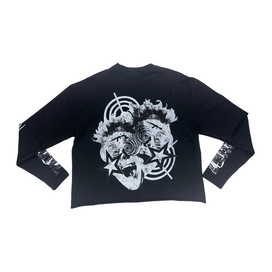 drunz hoote black white long sleeve tee