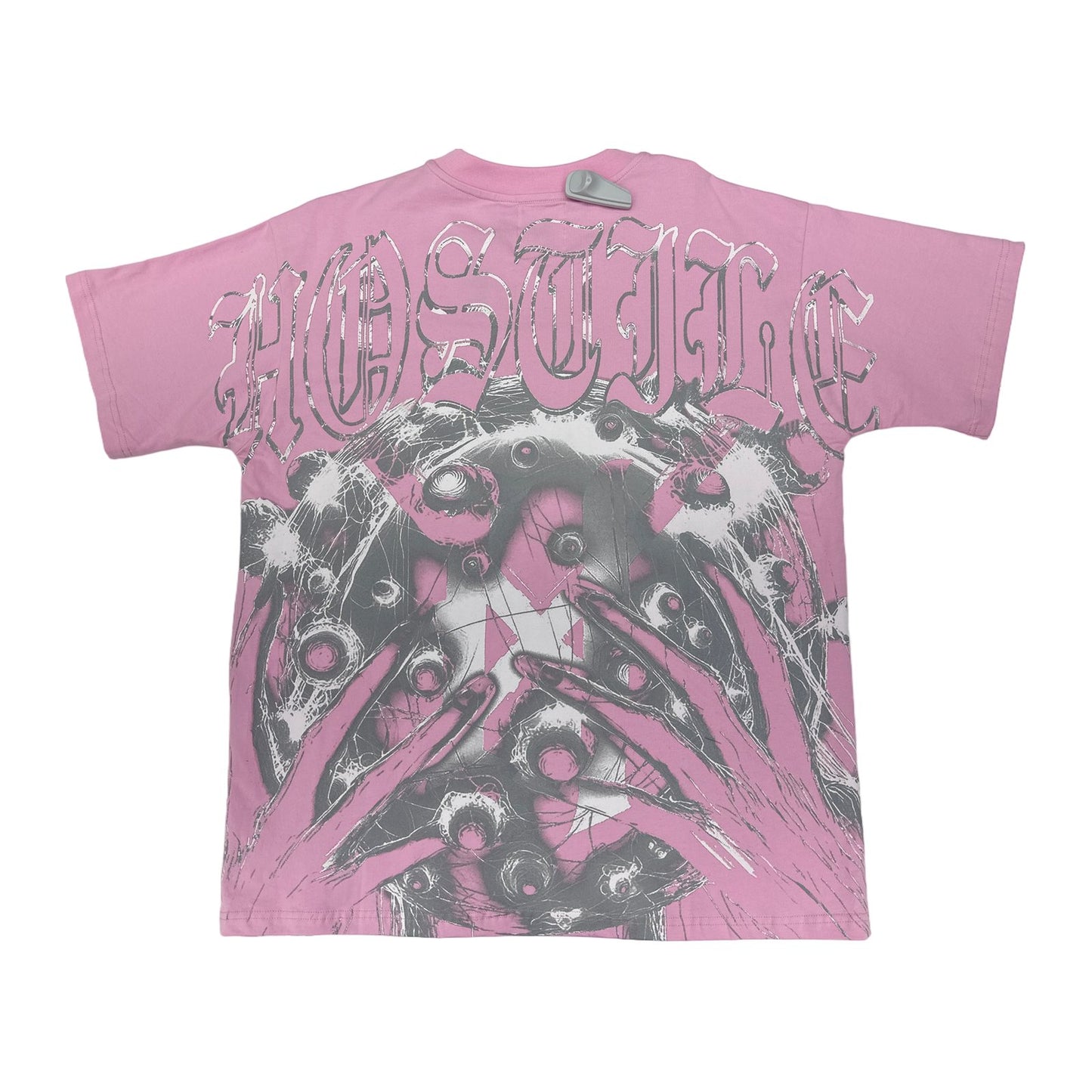 hostile pink white grey feather tee