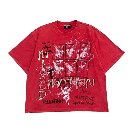 Mixed Emotion "How Do We Let Go" Iron Cross Tee — Washed Red