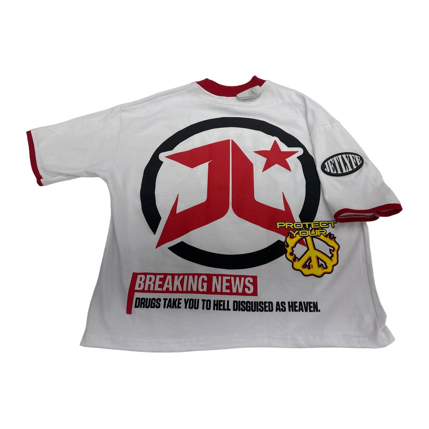 jetlyfe breaking news spiked tongue tee white red