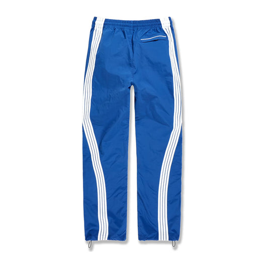 Jordan Craig Velocity nylon track pant in royal blue with twin white side stripes