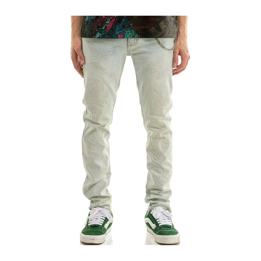 KDNK Laser Etch Skinny Jean — Light Blue — KDNK — view 2