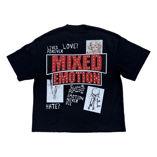mixed emotion jeweled box logo tee black