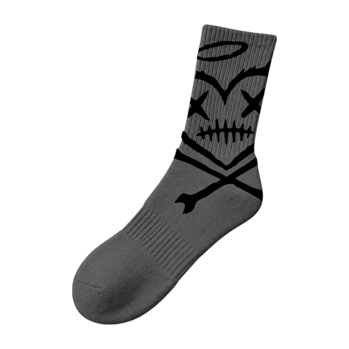 Shattered Hearts Crew Socks — Grey