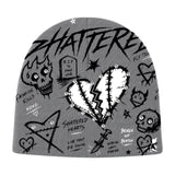 Shattered Hearts Graffiti Beanie — Grey