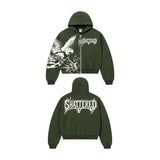 Shattered Hearts Zip-Up Hoodie — Green