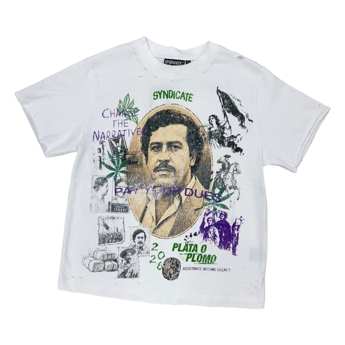 syndicate pay dues white tee