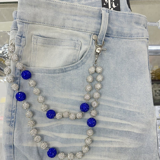 EAK Wallet Chain — White/Blue — clasp and charm detail