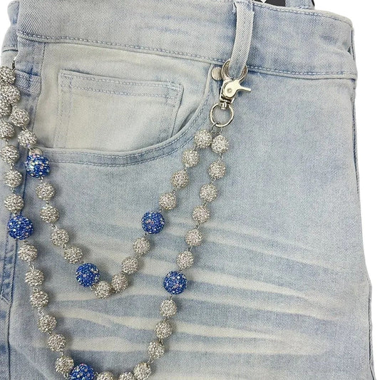 EAK Wallet Chain — White/Lt Blue/Mix — clasp and charm detail