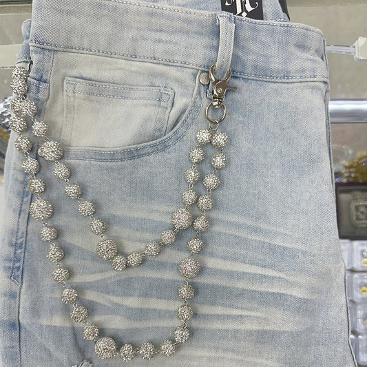 EAK Wallet Chain — White/White — clasp and charm detail