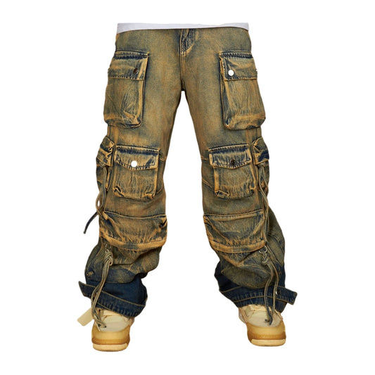 Politics Cunningham baggy cargo denim, front view