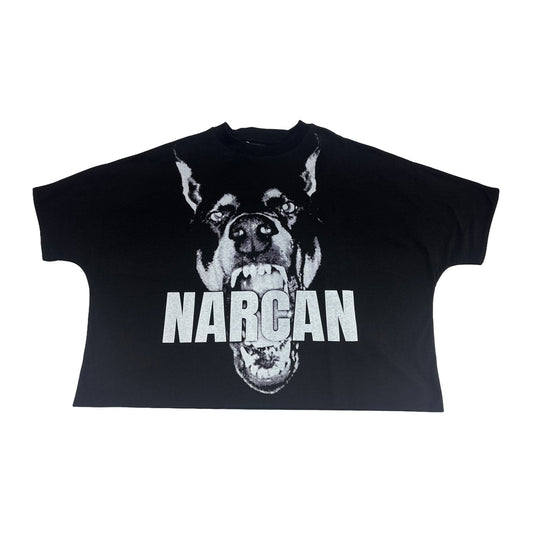 Syndicate Narcan Race Track tee in black, front view