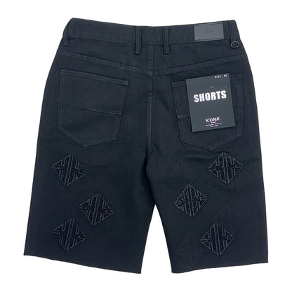 KDNK Rhinestone Diamond Denim Short — Black, view 2