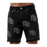 Mixed Emotion "ME" Rhinestone Denim Short — Black