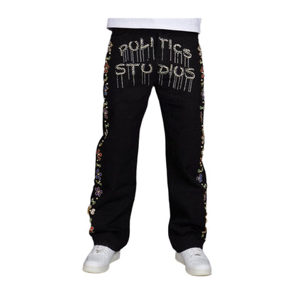 Politics "Quin 385" Embellished Jean — Jet Black