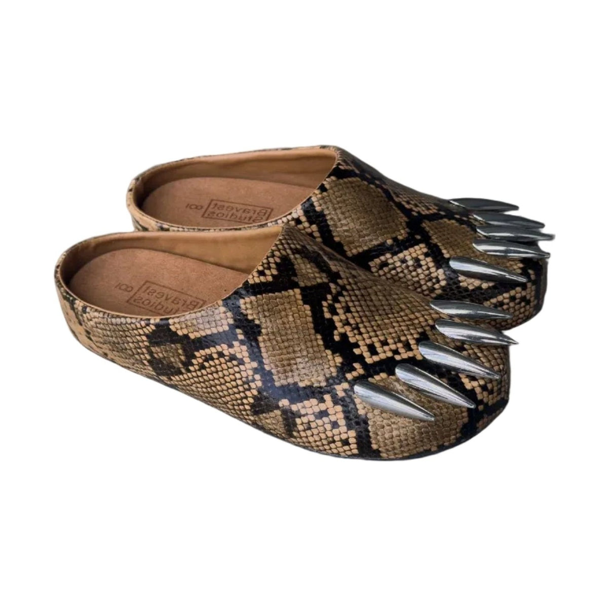 Bravest Studios Snakeskin Claw Mule — Tan