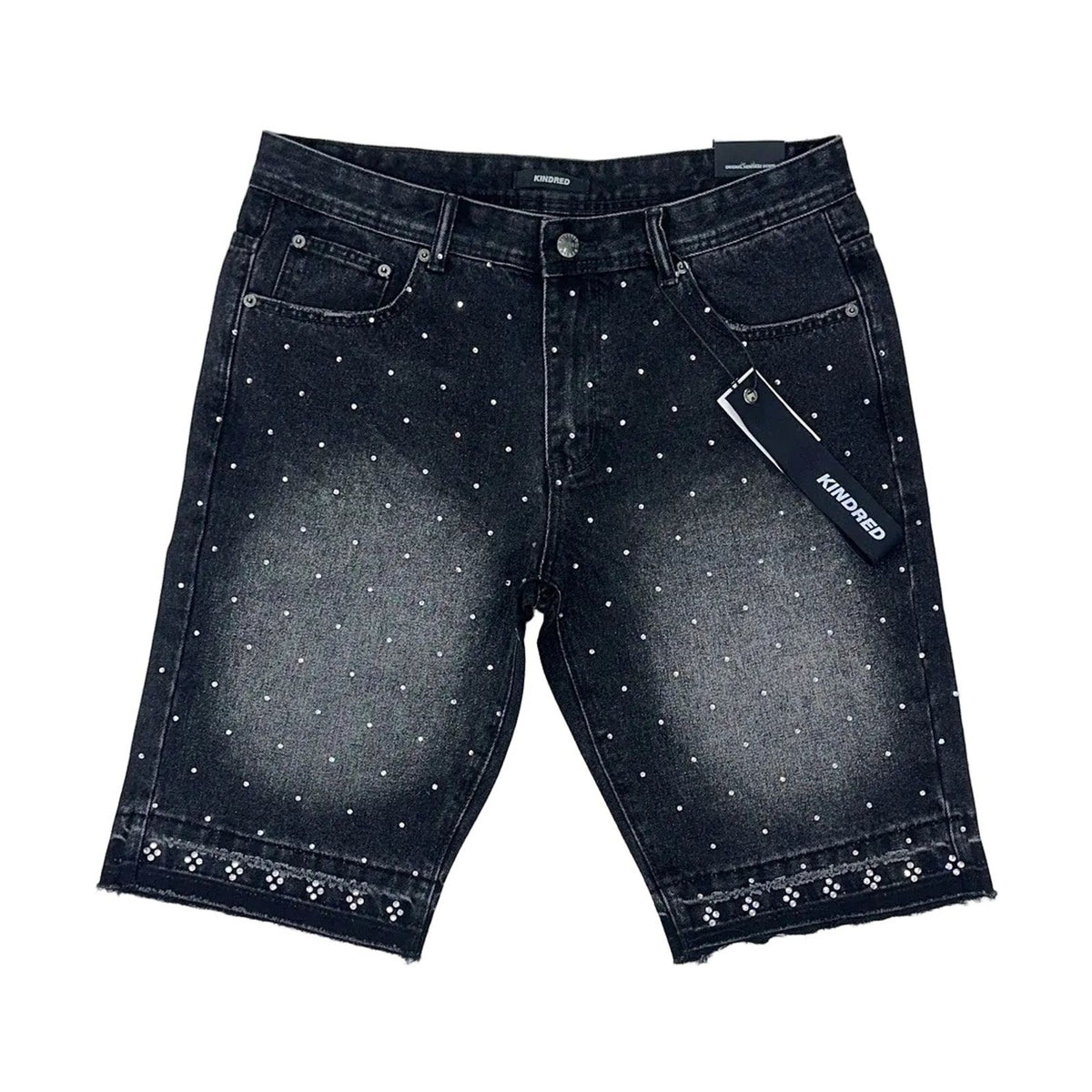 Kindred Rhinestone Denim Short — Black Wash