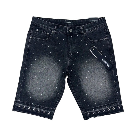 Kindred Rhinestone Denim Short — Black Wash