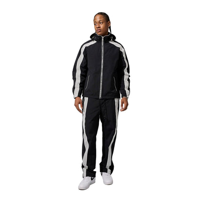 Jordan Craig Velocity nylon track set, Black, jacket and pants on model