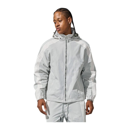 Jordan Craig Velocity nylon track set, Light Grey, jacket and pants on model