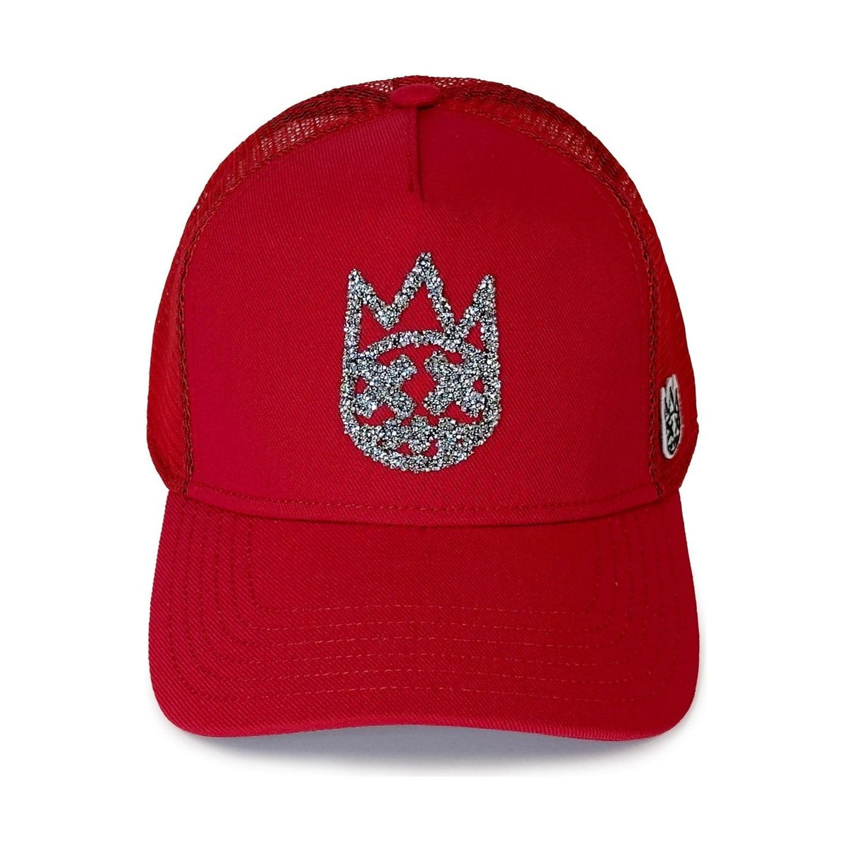 Cult of Individuality Crystal Logo Mesh Back Trucker Hat in Red, front