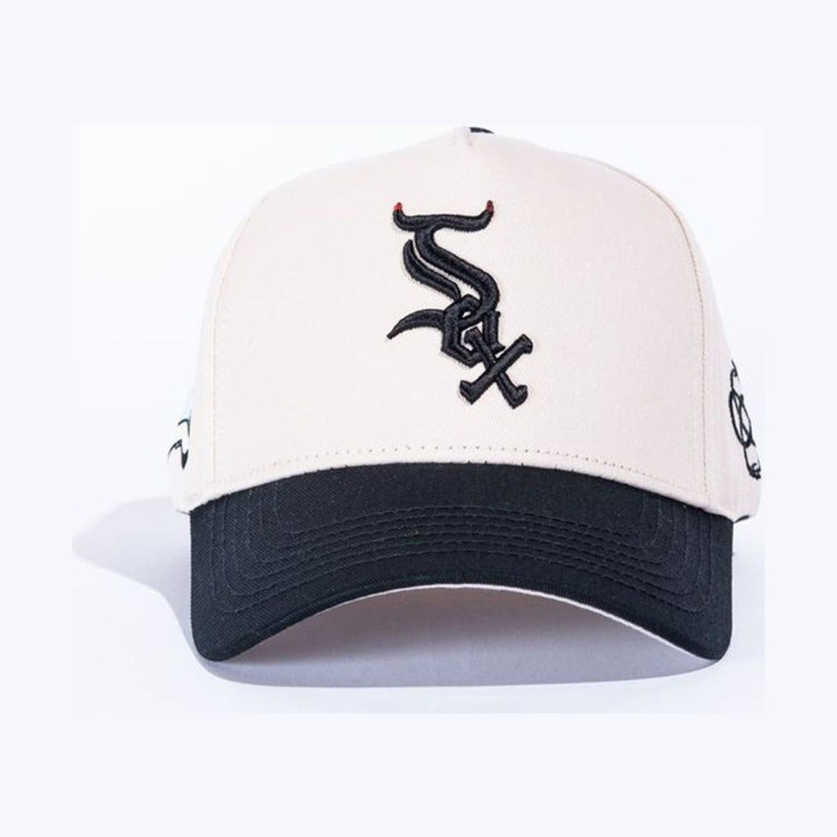 Reference Bullsox Cream/Black snapback hat, front