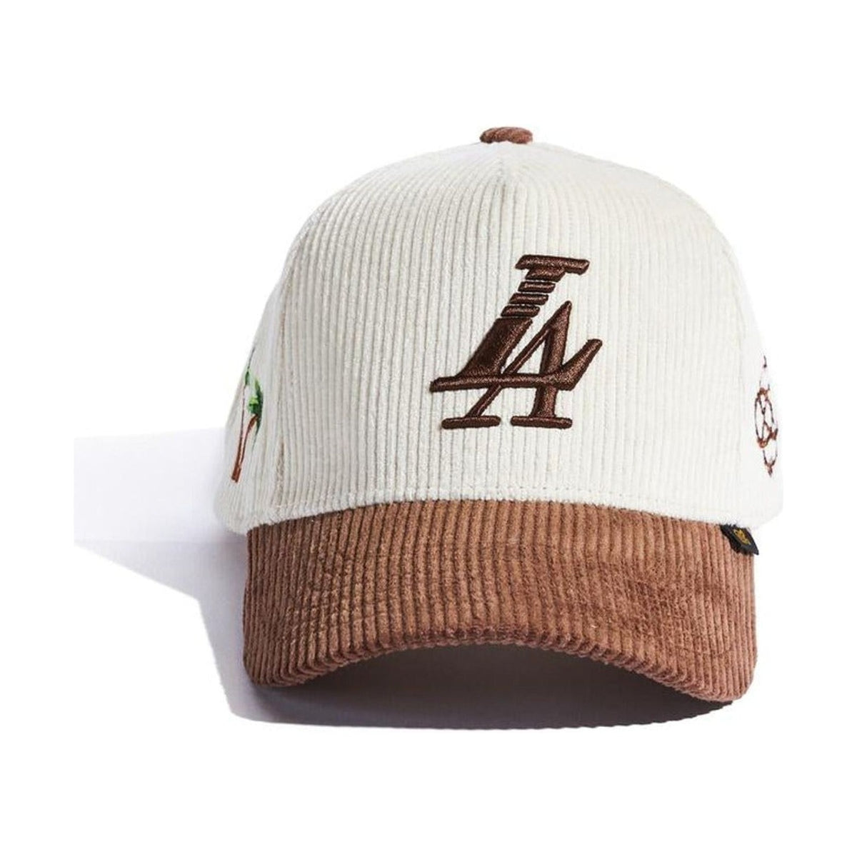 Reference Paradise LA corduroy cap, cream crown with brown brim