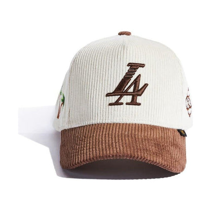 Reference Paradise LA corduroy cap, cream crown with brown brim